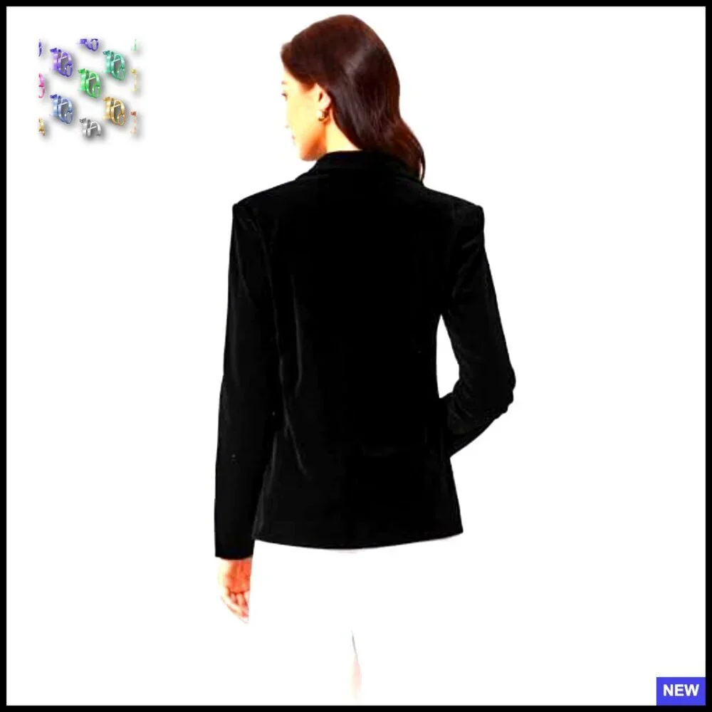 Velvet Blazer Vintage Business Casual Jacket Long Sleeve Notch Lapel